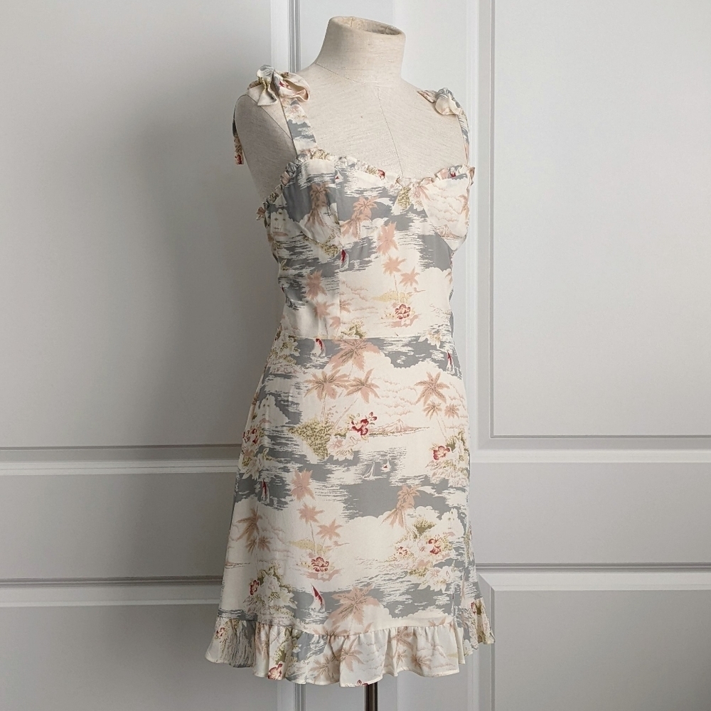 Reformation Christine Mini Sleeveless Sweetheart Neck Ruffled Long Beach 12 NWT